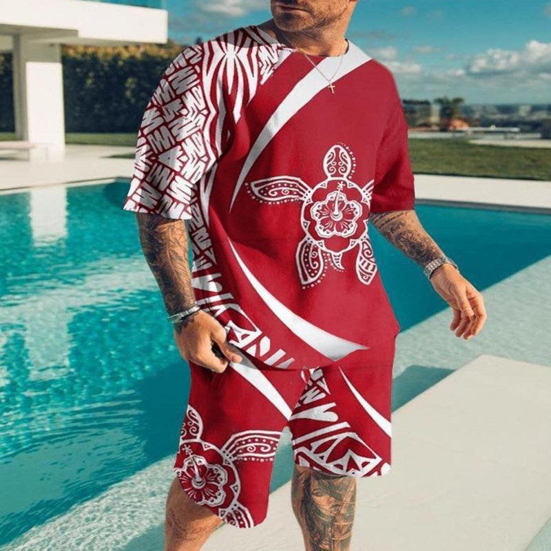 Men's Printed T-Shirt & Shorts Set – Casual Summer Two-Piece Outfit