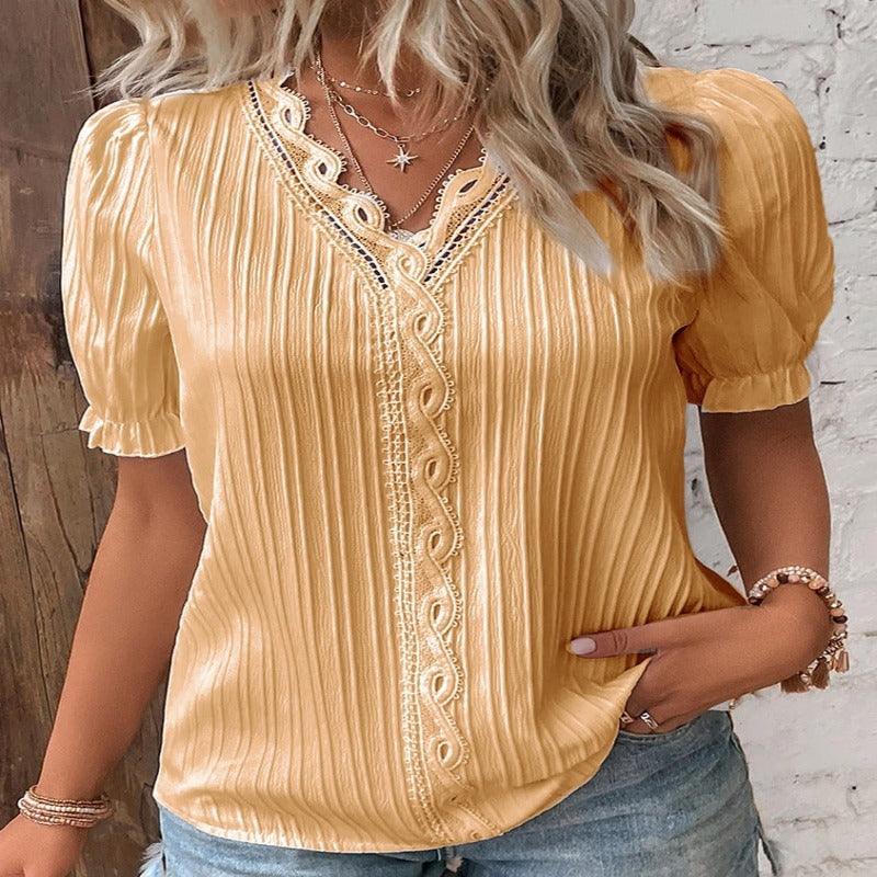 Elegant Summer Hollow-Out Lace Women Shirt - Glooosy Store