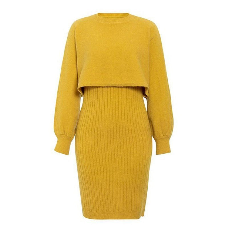 Knitted Dress Suit Fashion Solid Color Pullover Women's Clothing