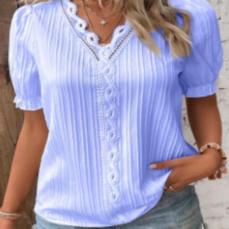 Elegant Summer Hollow-Out Lace Women Shirt - Glooosy Store