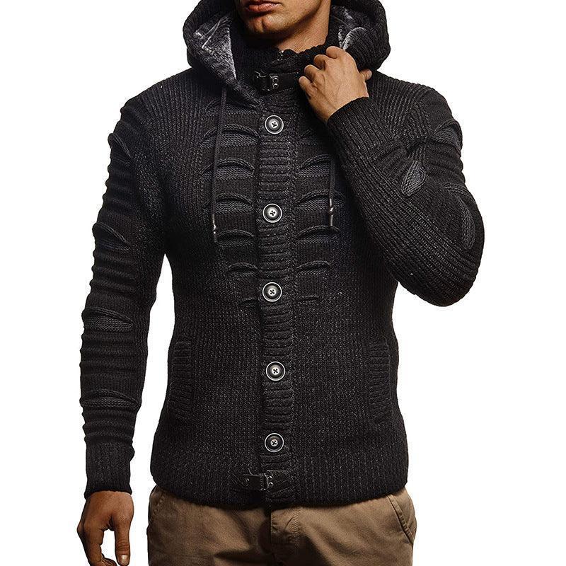 Ripped Stitching Hooded Knitted Cardigan Jacket - Glooosy Store