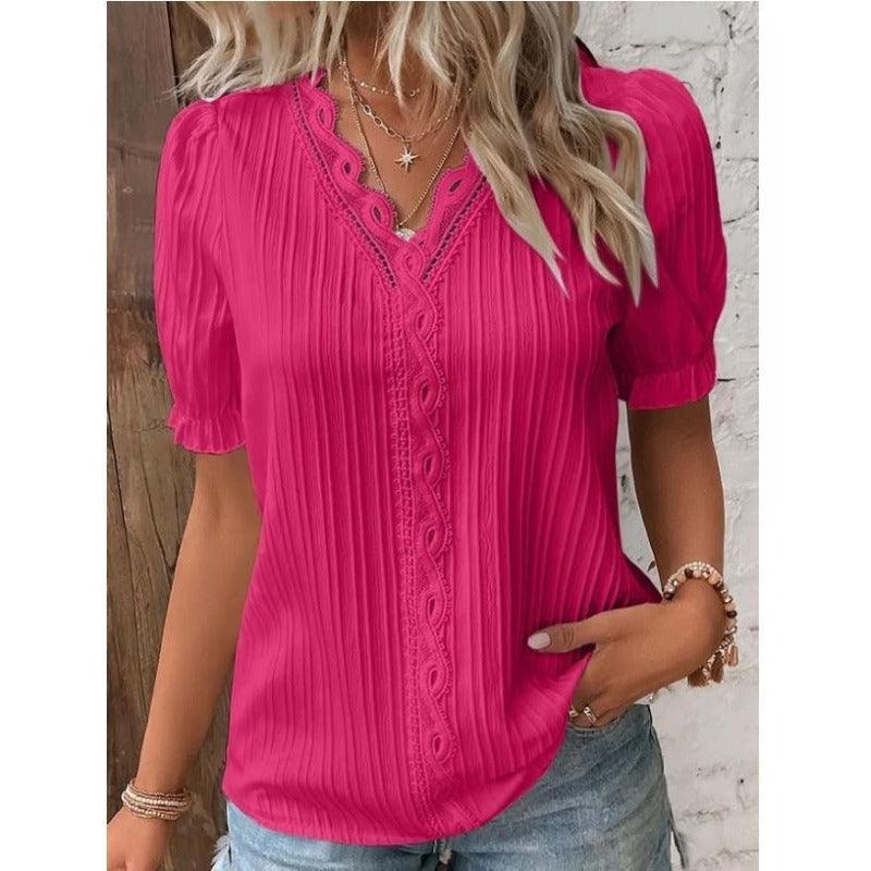 Elegant Summer Hollow-Out Lace Women Shirt - Glooosy Store