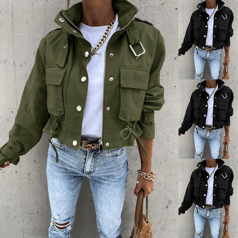 Military Style Multi-Pockets High Collar Winter Jacket - Glooosy Store