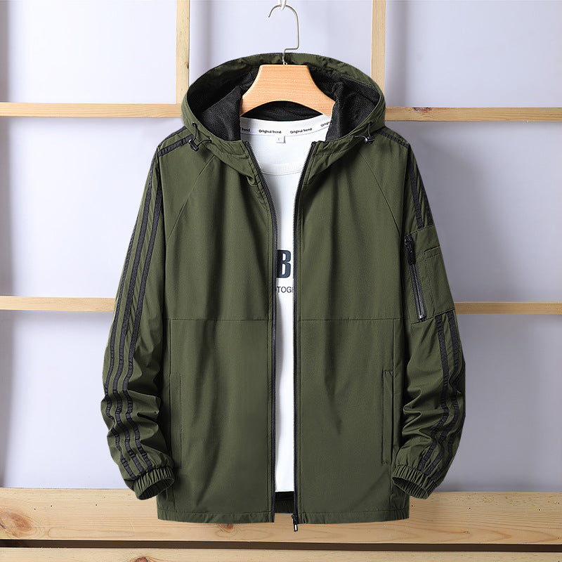 Trendy Casual Hooded Windbreaker Rainproof Sport Jacket