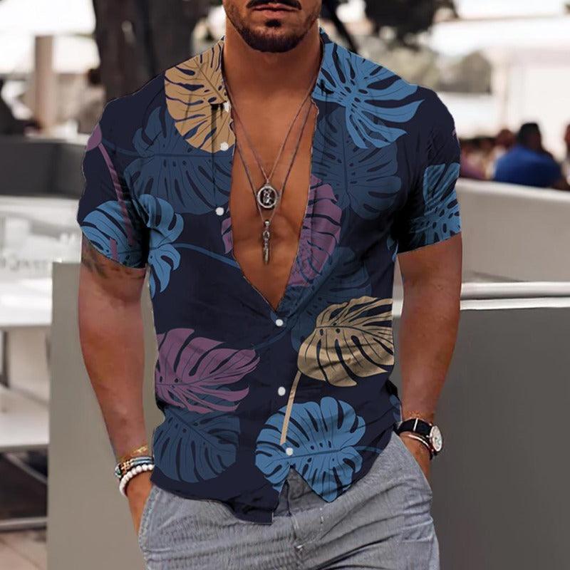 Hawaii Short Sleeve Summer Beach Men Shirt - Glooosy Store