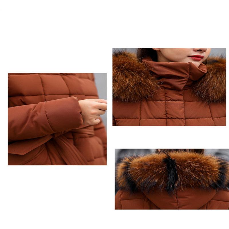 Women Winter Long Jacket Fur Collar Down Padded