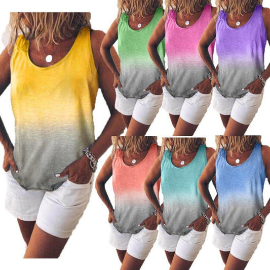 Women Rainbow Gradient T-Shirt Vest - Glooosy Store