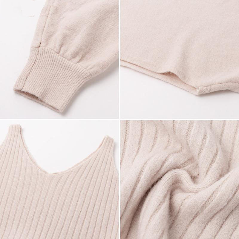 Knitted Dress Suit Fashion Solid Color Pullover Women's Clothing