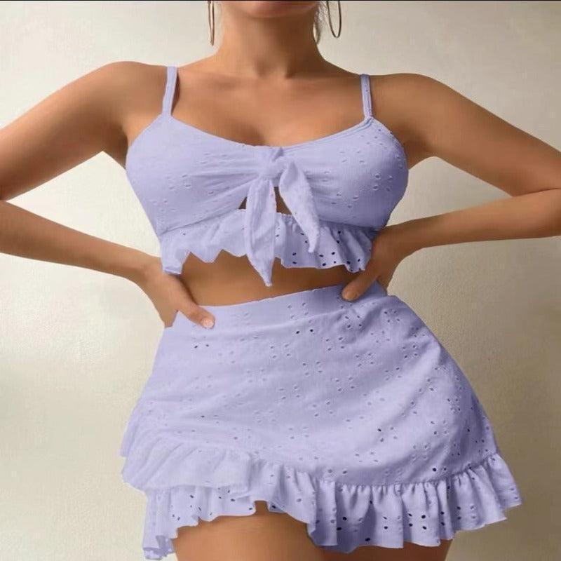 3pcs Beach Bikini With Skirt Fashion Ruffle Design - Glooosy Store