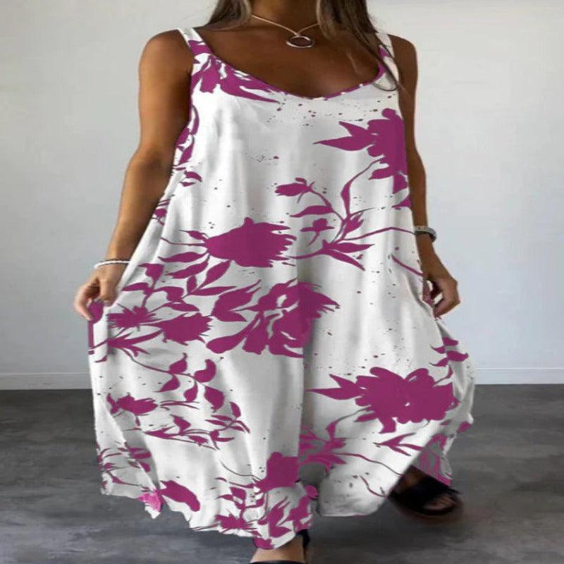 Elegant Summer Printed Sling Backless V-neck Dress - Glooosy Store