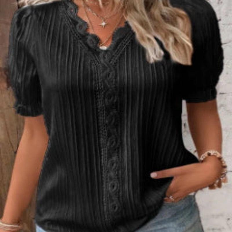 Elegant Summer Hollow-Out Lace Women Shirt - Glooosy Store