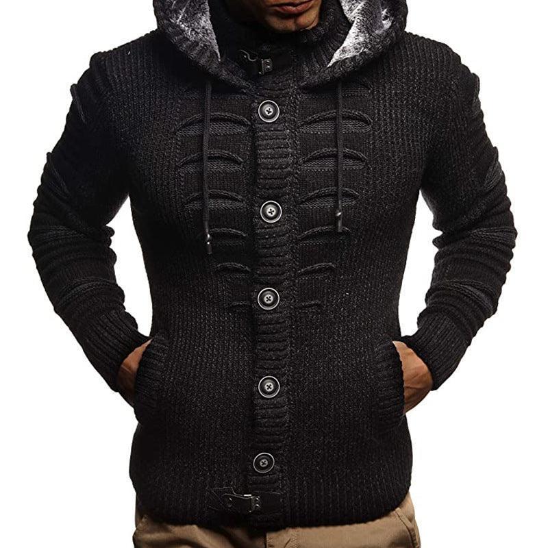 Ripped Stitching Hooded Knitted Cardigan Jacket - Glooosy Store