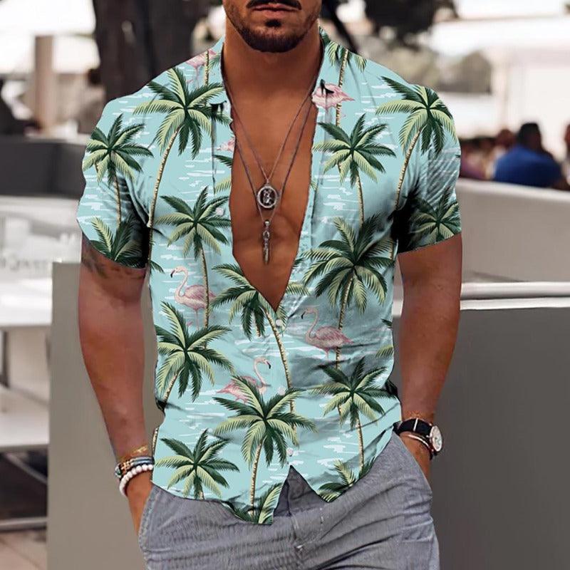 Hawaii Short Sleeve Summer Beach Men Shirt - Glooosy Store