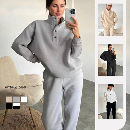 Casual Pullover Long Pants Warm Tracksuit Set