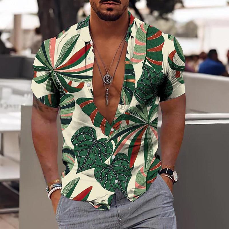 Hawaii Short Sleeve Summer Beach Men Shirt - Glooosy Store