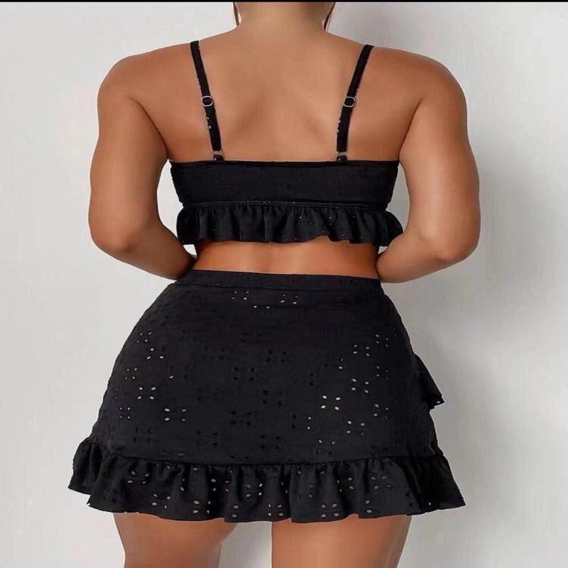 3pcs Beach Bikini With Skirt Fashion Ruffle Design - Glooosy Store