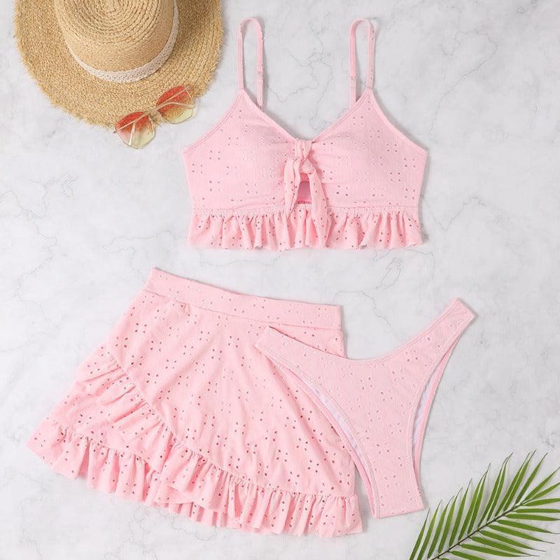 3pcs Beach Bikini With Skirt Fashion Ruffle Design - Glooosy Store