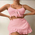 3pcs Beach Bikini With Skirt Fashion Ruffle Design - Glooosy Store