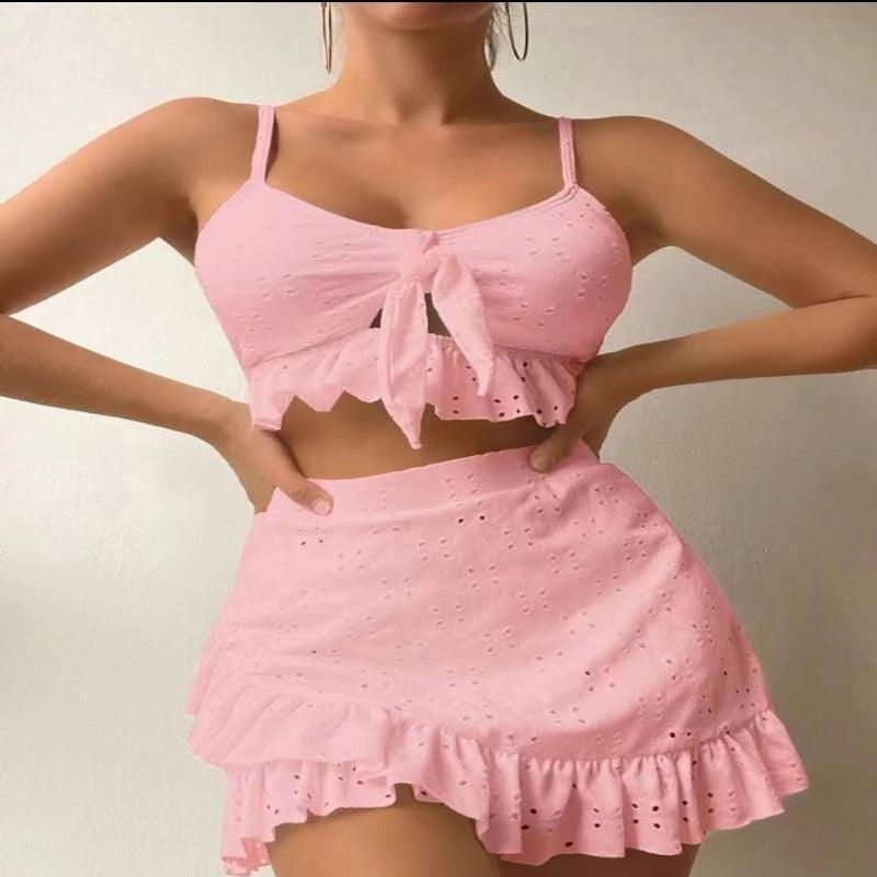 3pcs Beach Bikini With Skirt Fashion Ruffle Design - Glooosy Store