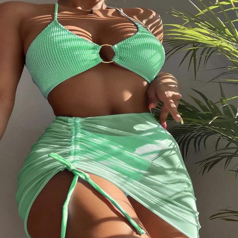 3pcs Halter Bikini Summer Fashion Beach Swimsuit For Women - Glooosy Store
