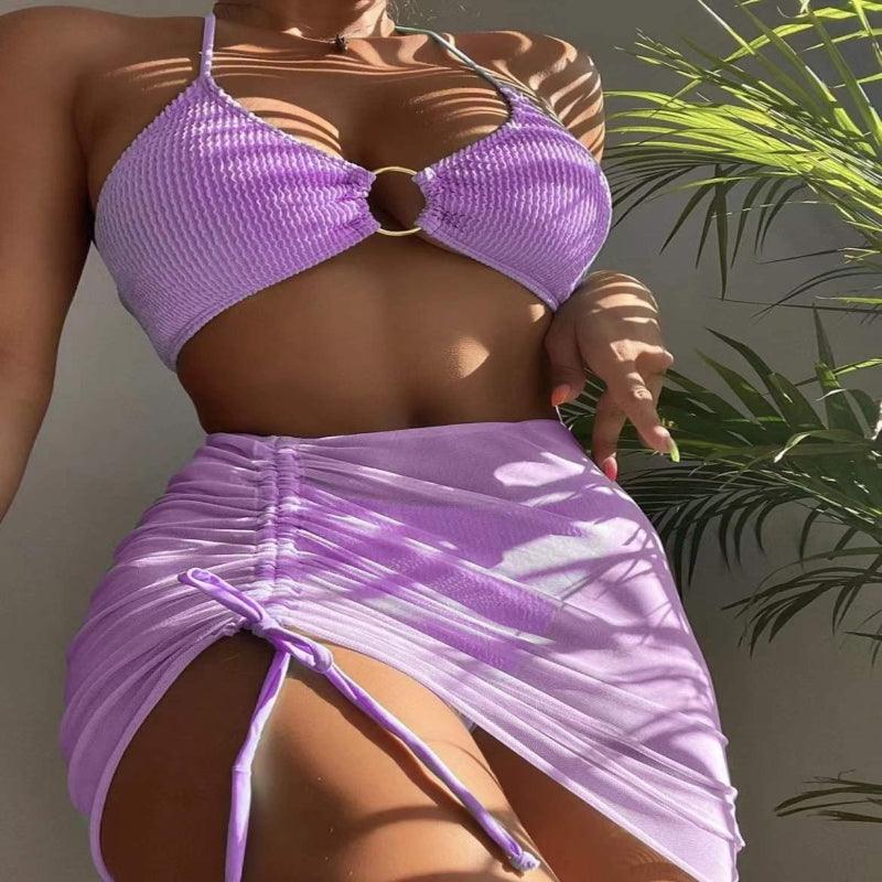 3pcs Halter Bikini Summer Fashion Beach Swimsuit For Women - Glooosy Store