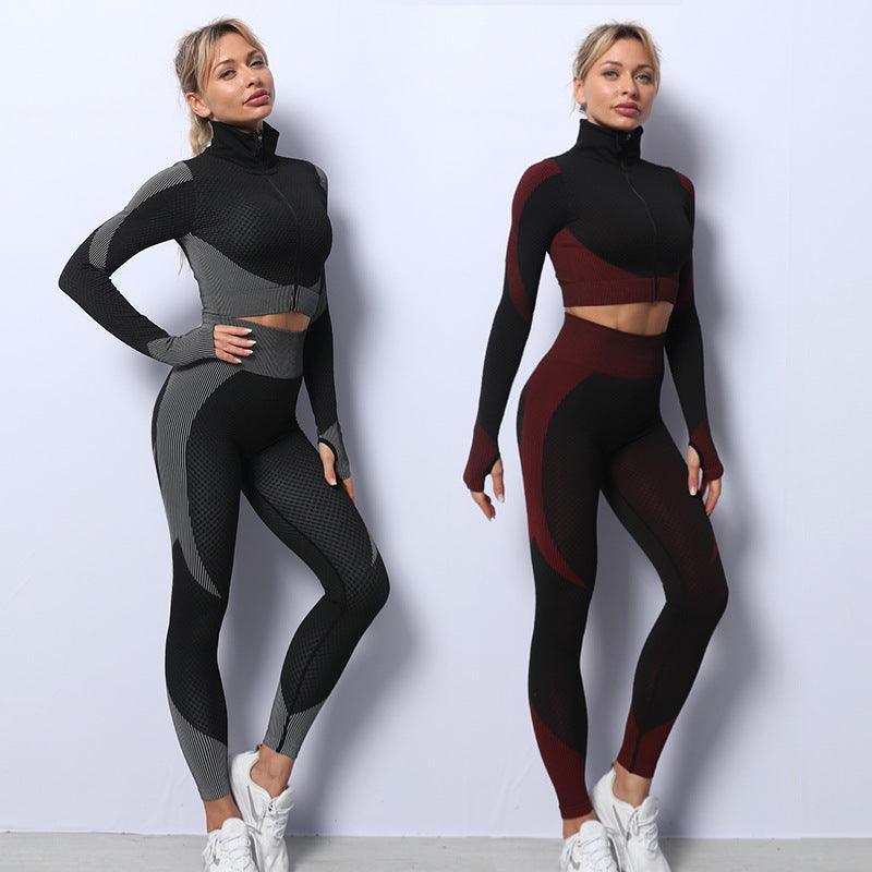 3PCS Yoga Set Gym Leggings Sports Bra Tracksuit - Glooosy Store