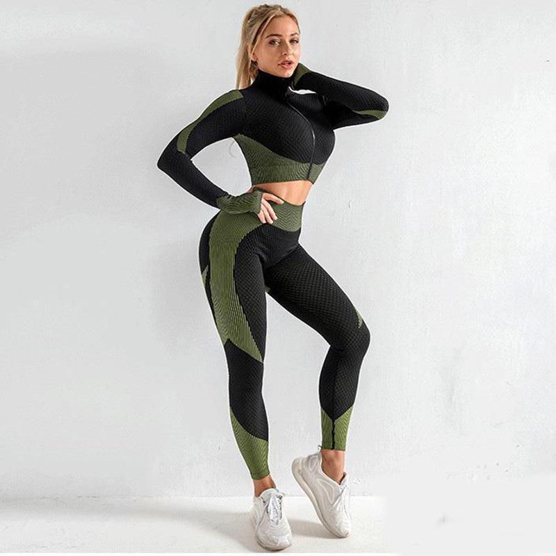 3PCS Yoga Set Gym Leggings Sports Bra Tracksuit - Glooosy Store