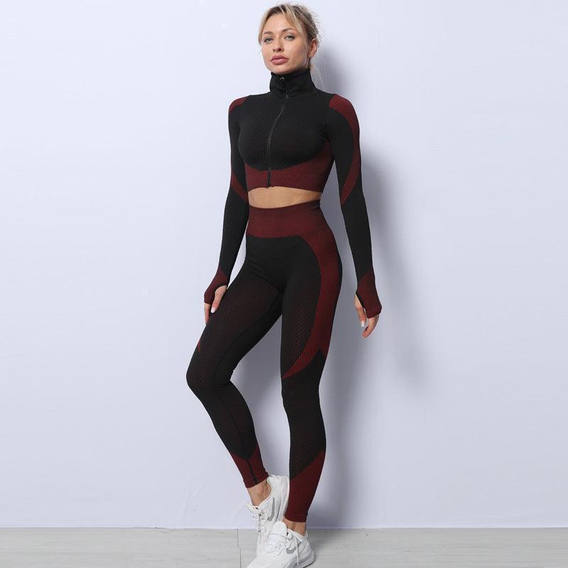 3PCS Yoga Set Gym Leggings Sports Bra Tracksuit - Glooosy Store