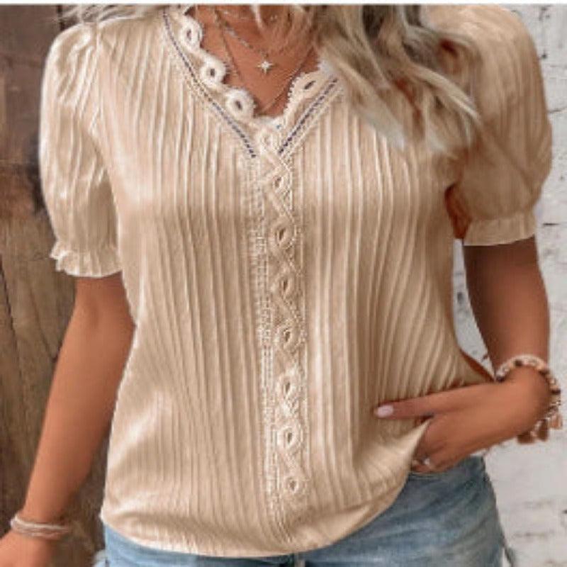 Elegant Summer Hollow-Out Lace Women Shirt - Glooosy Store