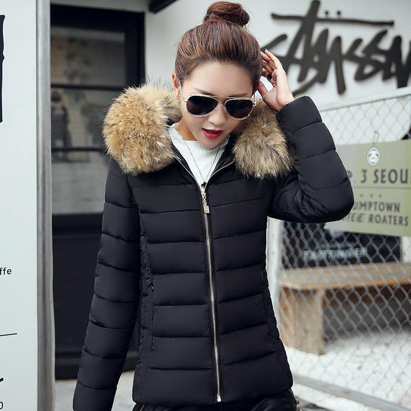 Slim Winter Padded Eco-Fur Trim Hoodie Jacket - Glooosy Store