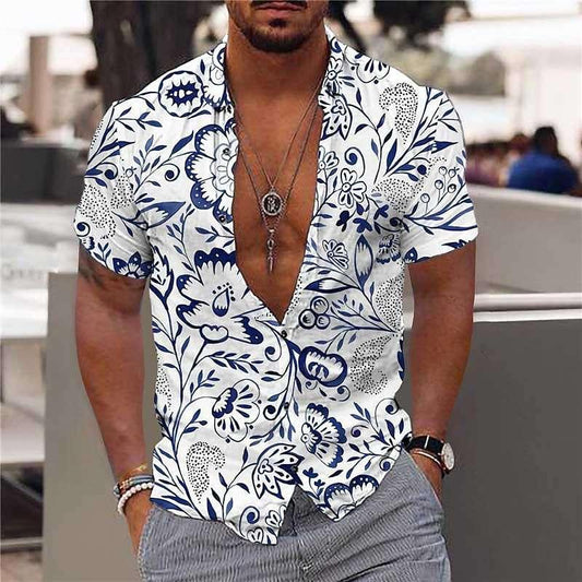 Hawaii Short Sleeve Summer Beach Men Shirt - Glooosy Store