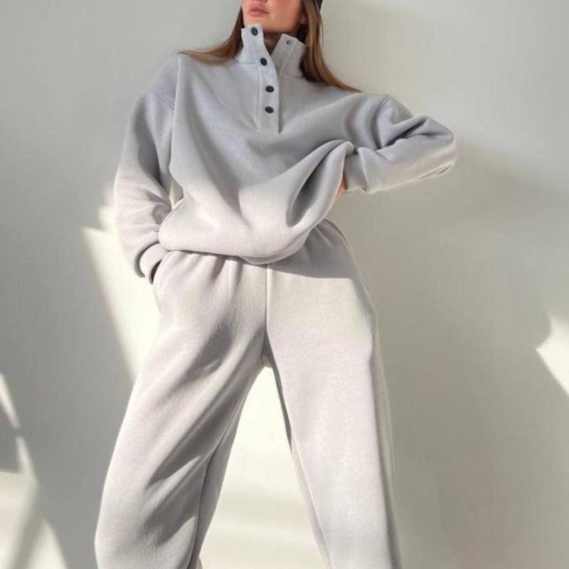 Casual Pullover Long Pants Warm Tracksuit Set