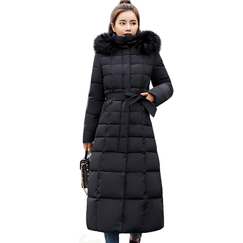 Women Winter Long Jacket Fur Collar Down Padded