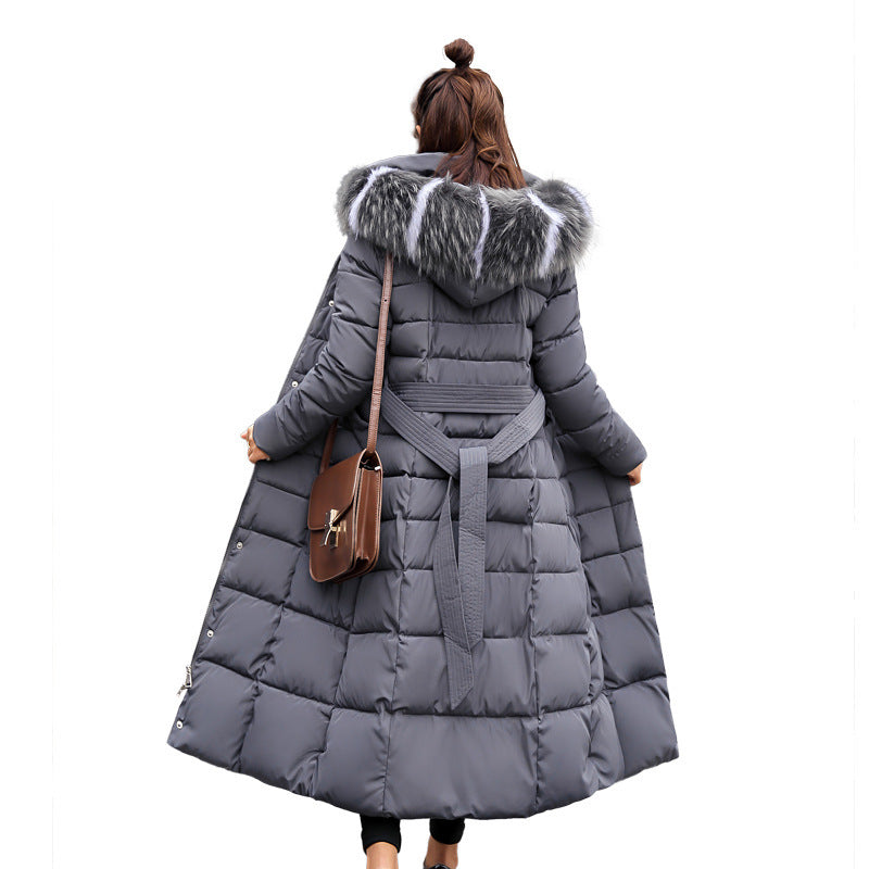 Women Winter Long Jacket Fur Collar Down Padded