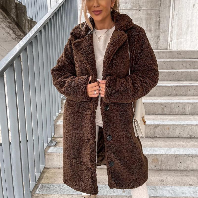 Women's Teddy Bear Plush Fluffy Long Coat