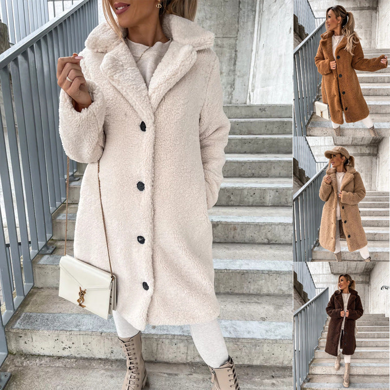 Women's Teddy Bear Plush Fluffy Long Coat