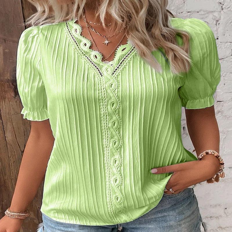 Elegant Summer Hollow-Out Lace Women Shirt - Glooosy Store