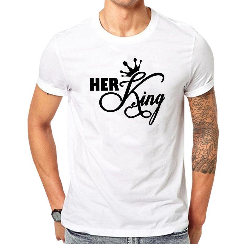 King and Queen Printed Couple Summer T-Shirt - Glooosy Store