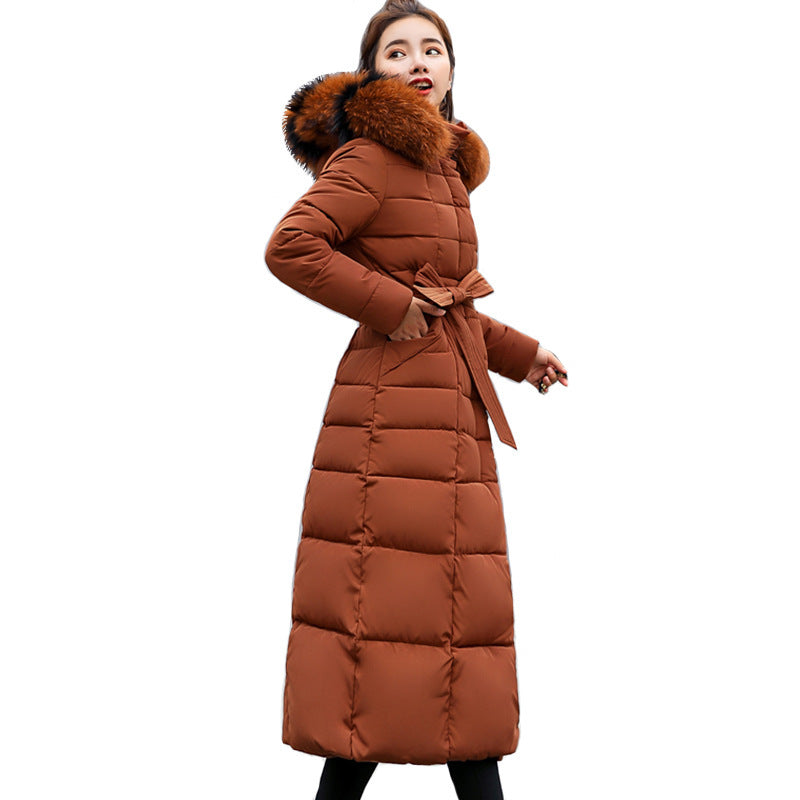 Women Winter Long Jacket Fur Collar Down Padded