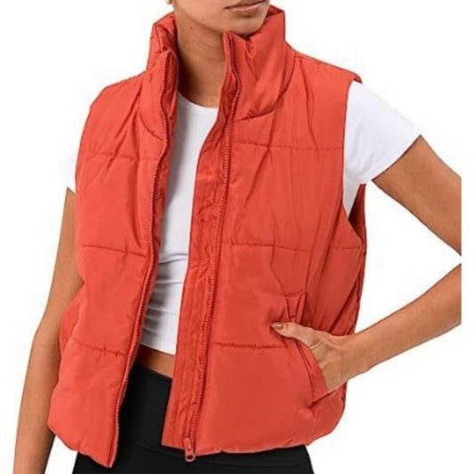 Stand Collar Slim Fit Padded Women Winter Vest