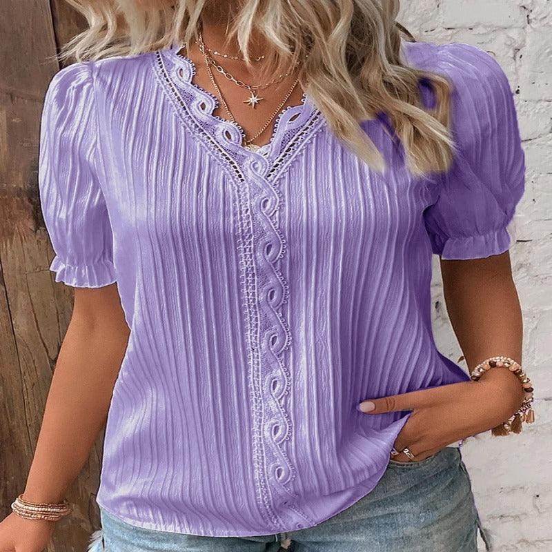 Elegant Summer Hollow-Out Lace Women Shirt - Glooosy Store