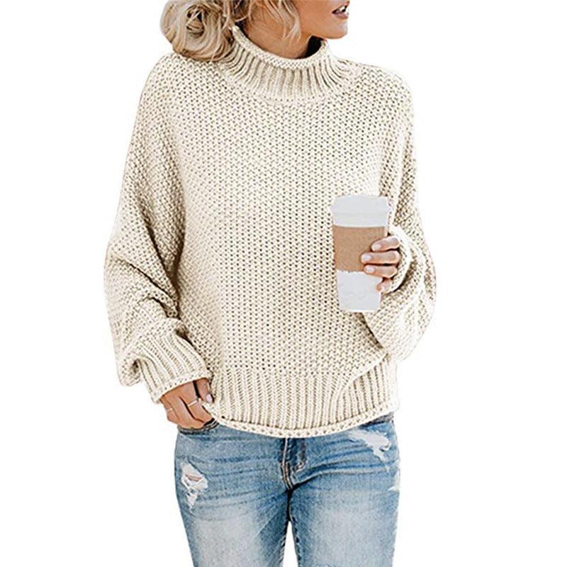 Women Thick Thread Turtleneck Knitted Pullover - Glooosy Store