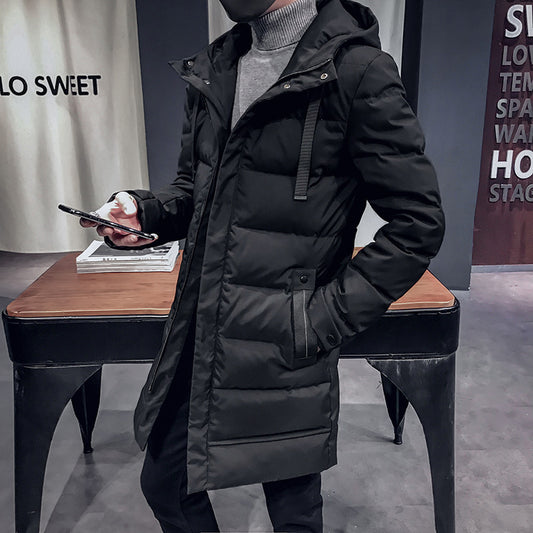 Winter Jacket Mid-Length Hooded Padded Men Coat