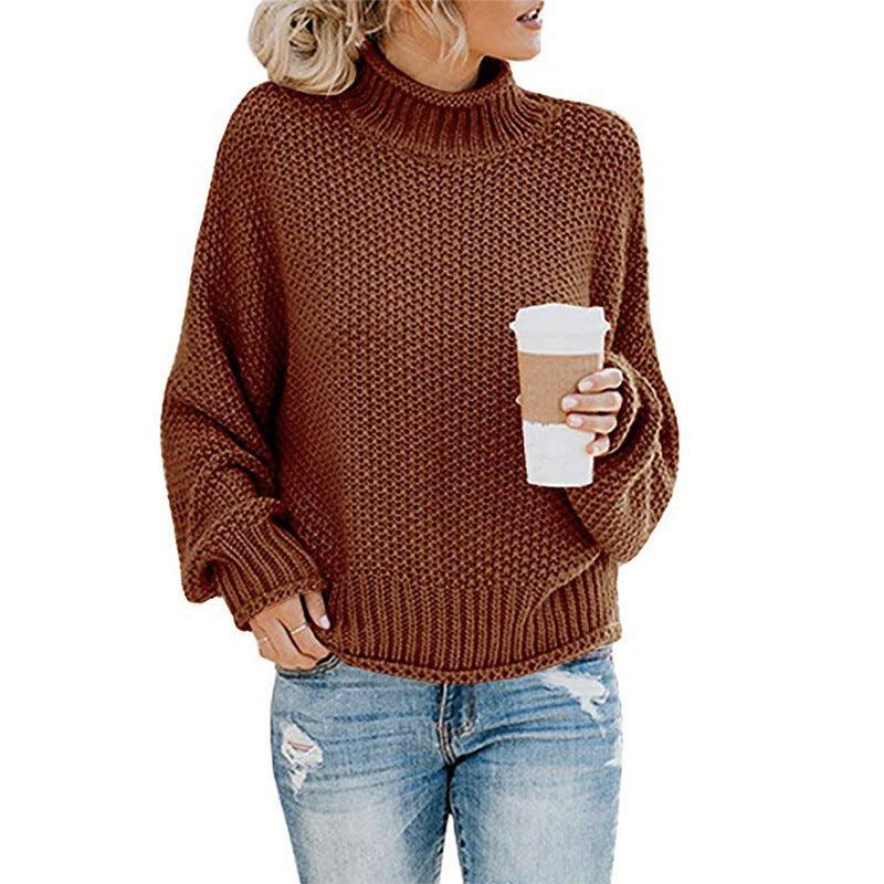 Women Thick Thread Turtleneck Knitted Pullover - Glooosy Store