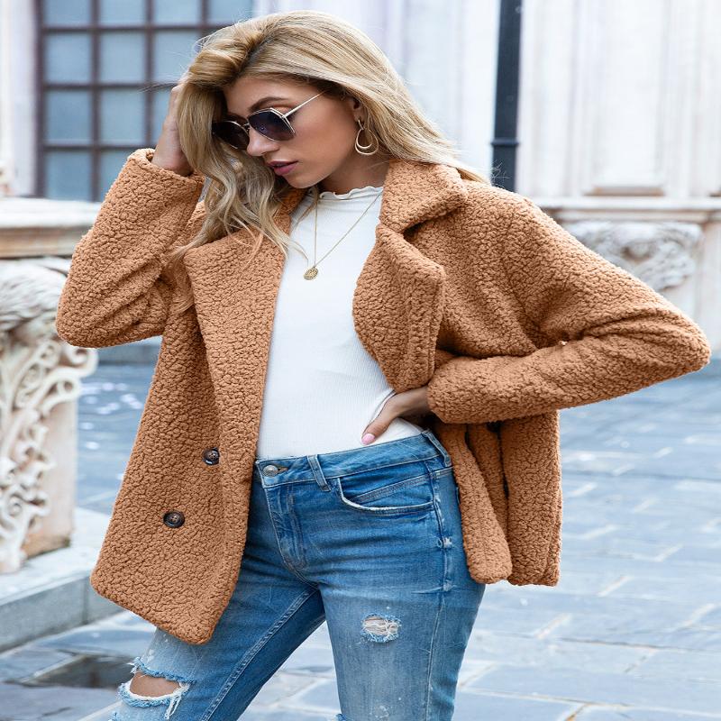 Loose Lapel Fluffy Coat Cardigan For Women