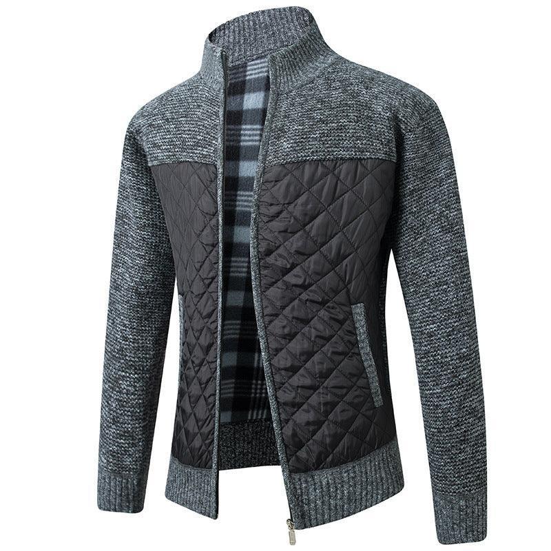 Men Stand Collar Quilted Zipper Jacket - Glooosy Store