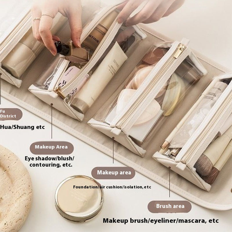 Folding Cosmetic Bag Large Capacity Travel Storage For Women