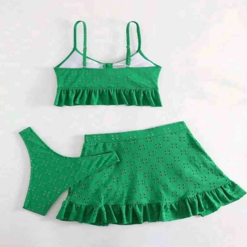 3pcs Beach Bikini With Skirt Fashion Ruffle Design - Glooosy Store