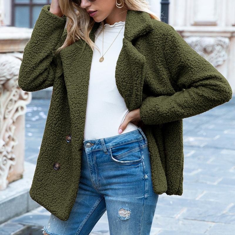 Loose Lapel Fluffy Coat Cardigan For Women