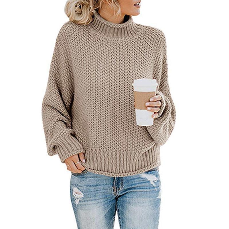 Women Thick Thread Turtleneck Knitted Pullover - Glooosy Store